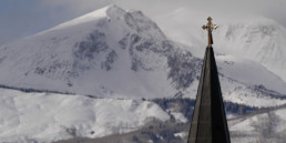 Snowmass spire with mountain in background