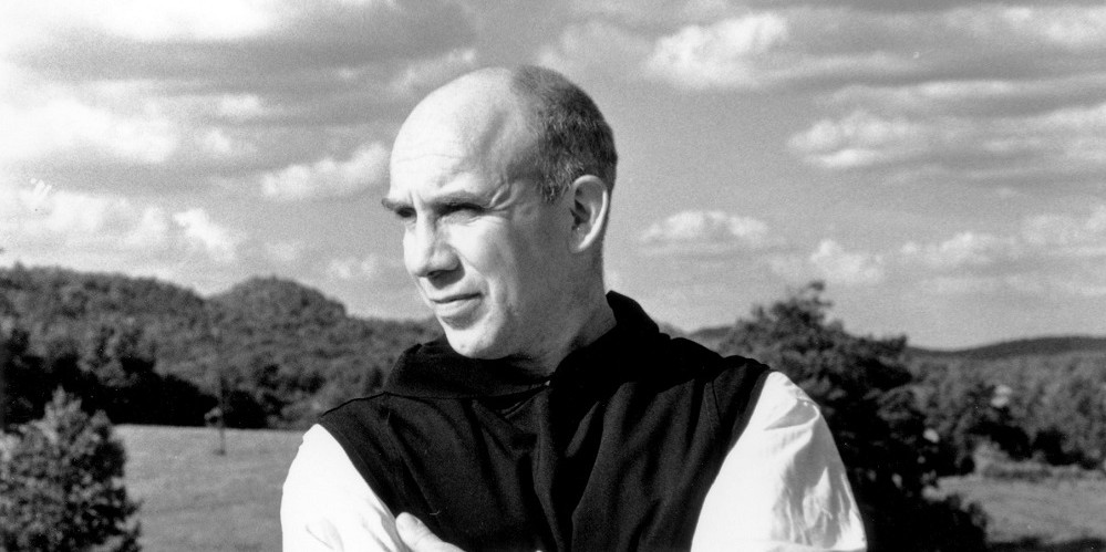 Thomas Merton looking over nature landscape