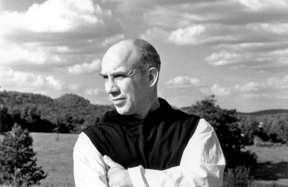 Thomas Merton looking over nature landscape