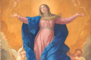 Assumption of Mary with clouds and angel babies