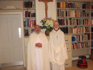 Holy Cross Abbey new novice Br. Patrick with Abbot Fr. Joseph