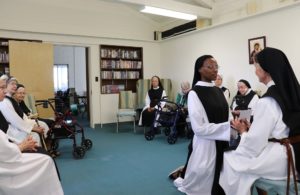Sr. Hildegard makes her promise to Mother abbess at Santa Rita Abbey