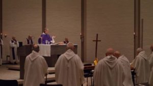 Mass of commemoration of Gethsemani Abbey's 175 years of foundation, featuring the historic foundation cross