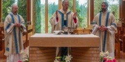ordinations to deaconate Br. Chris and Br. Scott celebrate Mass with Archbishop Sample
