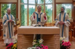 ordinations to deaconate Br. Chris and Br. Scott celebrate Mass with Archbishop Sample