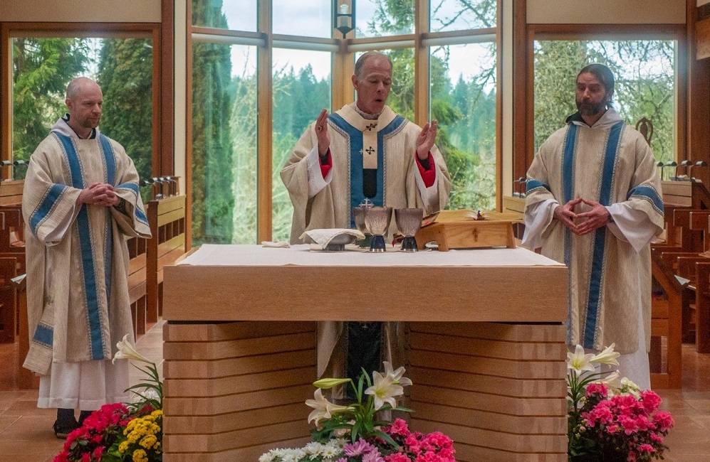 ordinations to deaconate Br. Chris and Br. Scott celebrate Mass with Archbishop Sample