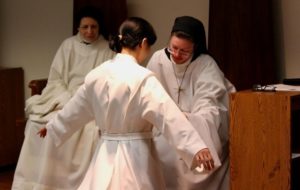 Sister Thao being clothed as a novice by Mother Sofia of Wrentham