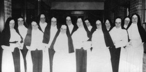 Old black & white group photos of Wrentham nuns in habit