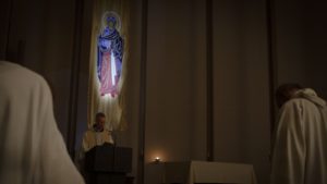 Our Lady banner at Gethsemane Abbey