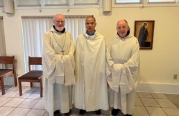 New monk Br. Phero of New Clairvaux with Abbot and Novice Director